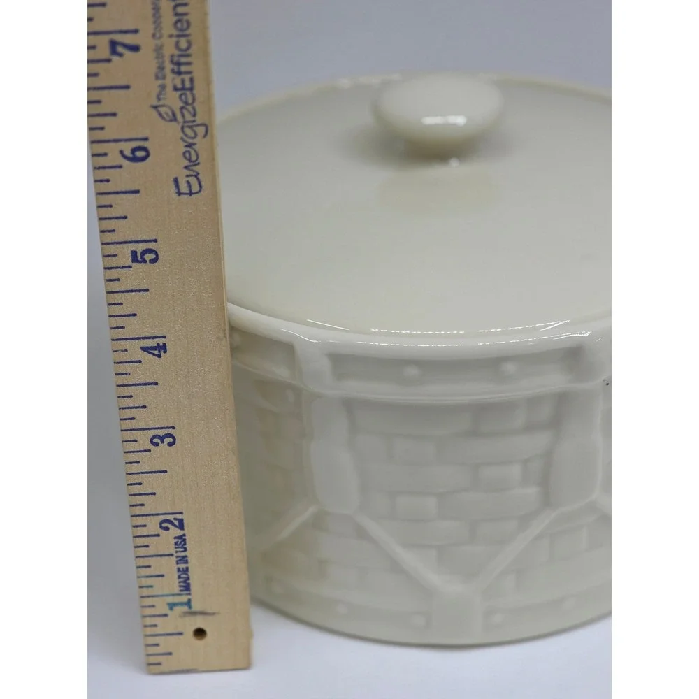 Longaberger Drum Crock‎ Ivory Woven Traditions Lidded Jar Canister USA Cottage
